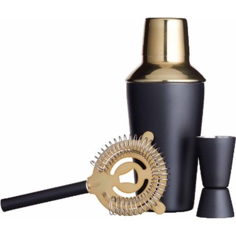 BarCraft - Cocktail Set, 3 Delig, Zwart|Goud - BarCraft