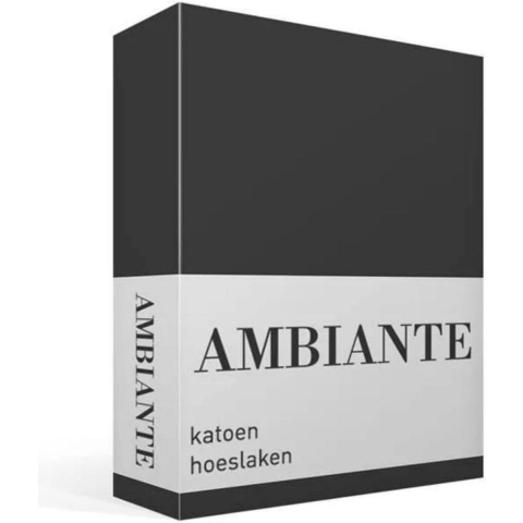 Ambiante Cotton Uni Hoeslaken 180 x 200 cm - Antraciet