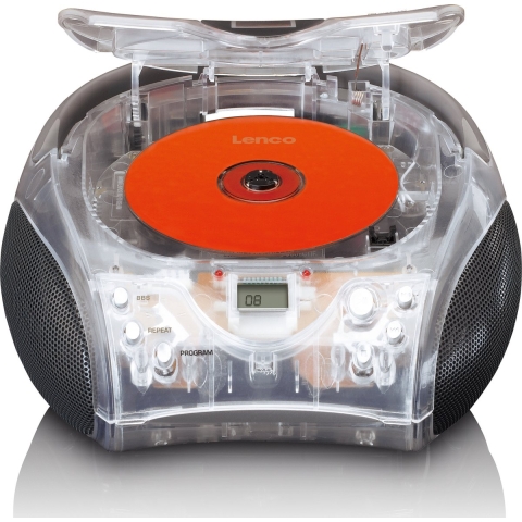 LENCO SCD-24TR - Draagbare stereo FM radio met CD-speler - Transparant