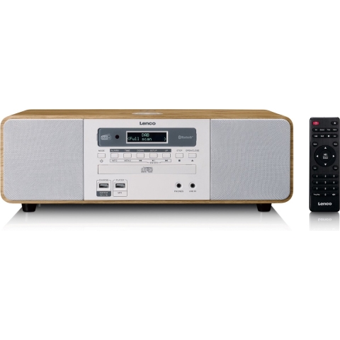 LENCO DAR-251WDWH - Stereo DAB+/FM radio, CD, USB, Bluetooth®, QI en afstandsbediening - Hout/Wit