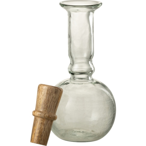 J-Line decoratie fles + kurk Rond Lang - glas - transparant