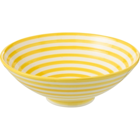 J-Line Lebrillo Bowl Granada Stripes Ceramic White|Yellow