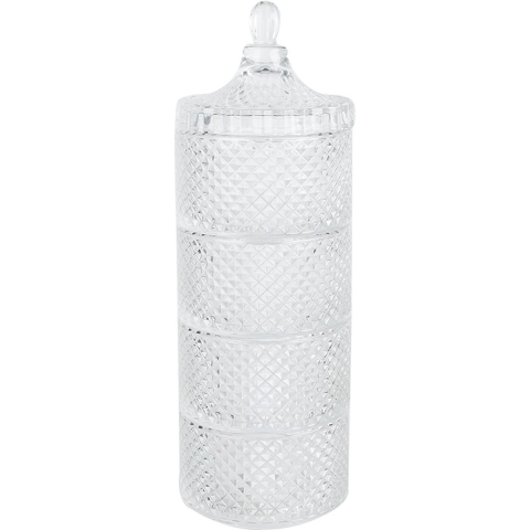 Clayre & Eef Glazen potje Ø 10x25 cm Transparant Glas Potje met