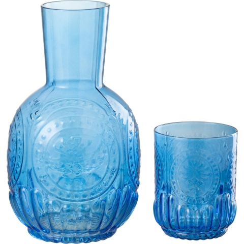 J-Line Karaf+Glas Maya Glas Blauw