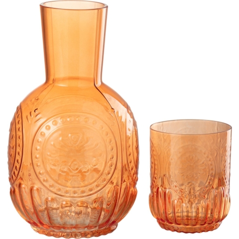 J-Line Karaf+Glas Maya Glas Oranje