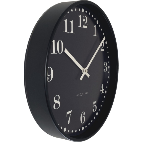 NeXtime - Wandklok 30cm - Stil - Zwart - Plastic - NeXtime 'Dickens'