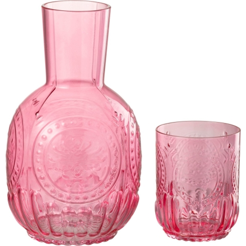 J-Line Karaf+Glas Maya Glas Fuchsia