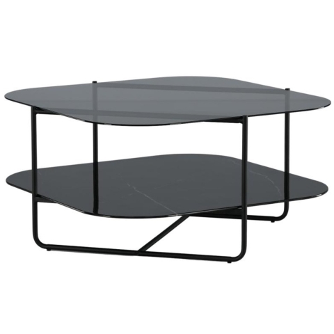 Svea - Stella salontafel - glas en marmer - zwart|goud