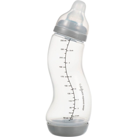 Difrax 1-2-3 Doseer Babyfles 250 ml Natural - S-Fles - Anti-Colic - Zilver - 1 stuk