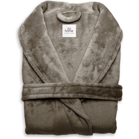 Zo Home Flanel Fleece Badjas Cara - steeple taupe - S