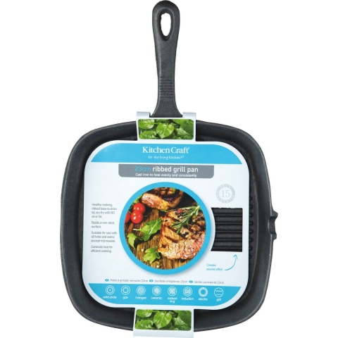 KitchenCraft - Gietijzeren grillpan - 23cm - Kitchen Craft