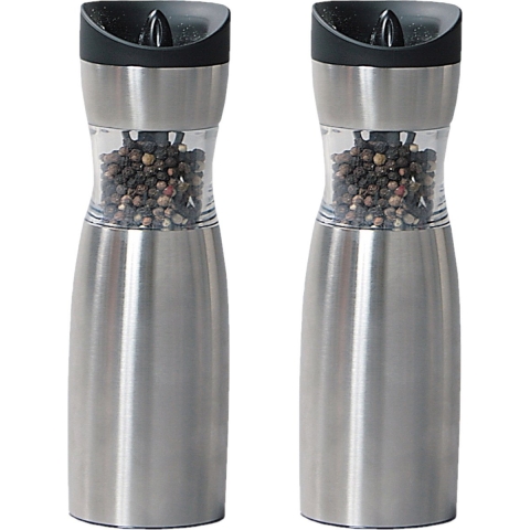 2x stuks elektrische peper/zout molens rvs 20 cm -