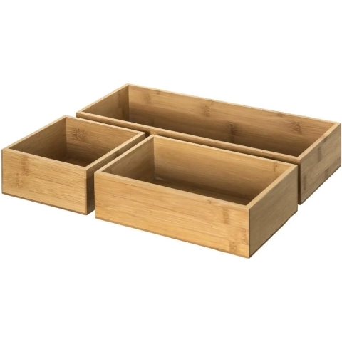 Set van 6x bestekbakken/keuken organizers verschillende formaten bamboe hout -