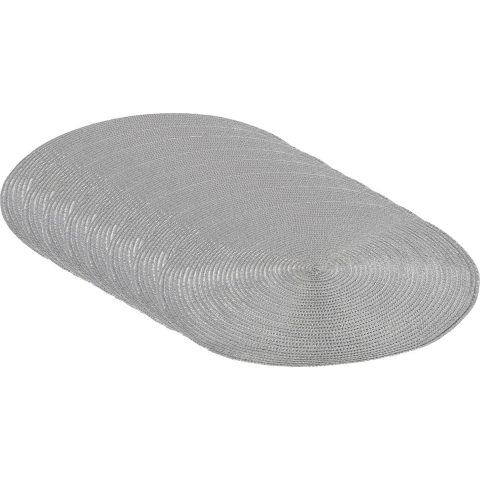 Set van 8x stuks ronde Placemats metallic zilver look diameter 38 cm -