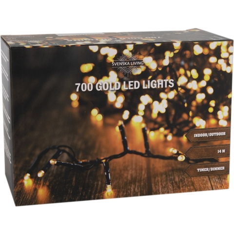 Kerstverlichting - goud licht - 700 lampjes - 1400 cm - incl. timer en dimmer -
