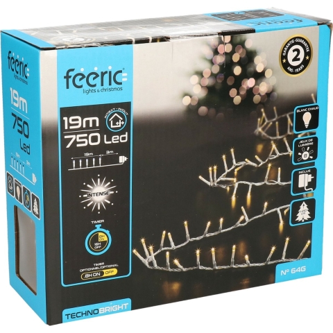 Clusterverlichting - warm wit - 750 led lampjes - 19 mtr - transparant snoer - lichtsnoer -