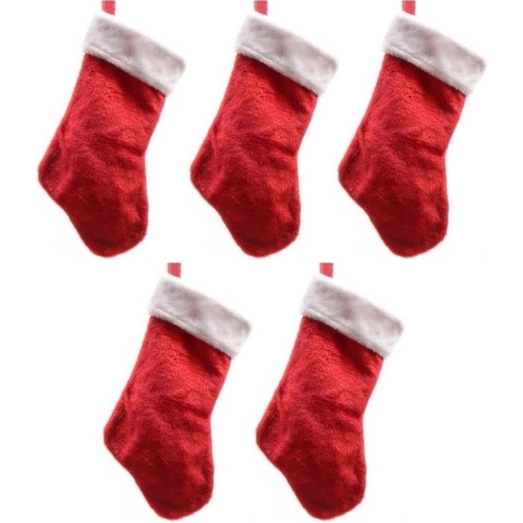 5x Rode pluche kerstsokken 40 cm -