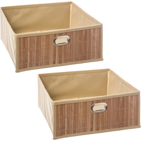 6x stuks opbergmand/kastmand 13 liter beige linnen/bamboe 31 x 15 x 31 cm -