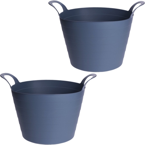 3x Stuks Flexibele emmers/wasmanden - 30L - blauw - Kunststof -