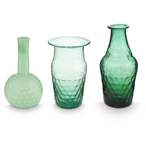 Pip Studio - Bloemenvaas - Blauw-groen - Glazen vaas - Set van 3 vazen