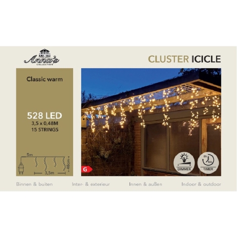 Ijspegelverlichting - 528 led lampjes - klassiek warm wit - 350 cm - timer en dimmer -