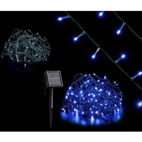 Kerstverlichting - solar - 200 blauwe LEDs - 10 m - solar lichtsnoer - kerstversiering -