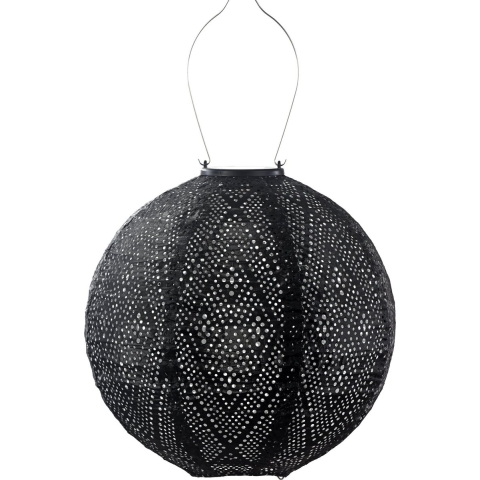 Round dia. 30 cm Ikat zwart lampion - Lumiz