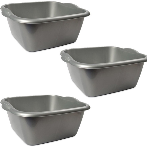 Afwasteil - 5x - rechthoek - zilver - 15L - 42 x 39 x 17 cm - afwasbak -