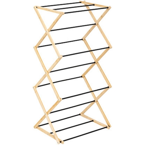 Wasrek/droogrek - zwart - bamboe - 54 x 106 cm - staand/inklapbaar -