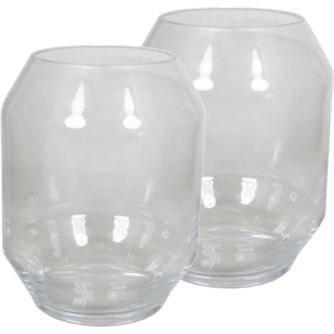 2x stuks ronde vaas helder glas 25 cm -