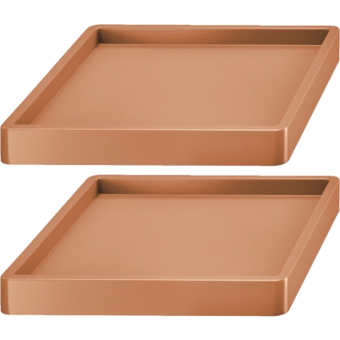 2x Stuks planten trolleys/multirollers vierkant terracotta kunststof 35 cm -