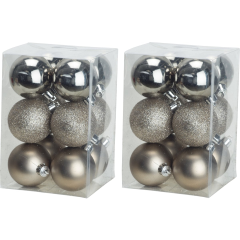 36x stuks kunststof kerstballen champagne 6 cm mat/glans/glitter -