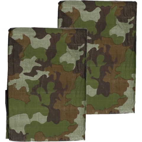 2x stuks groen camouflage afdekzeilen / dekzeilen 3 x 4 meter -