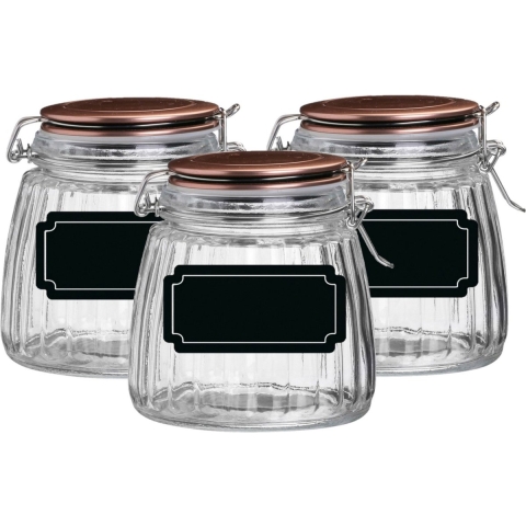 Weckpot/inmaakpot - 4x - 1L - glas - met beugelsluiting - incl. etiketten -