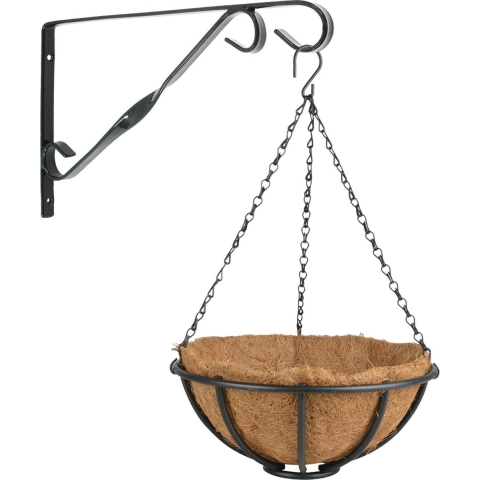 Hanging basket 30 cm met muurhaak - metaal - complete hangmand set -