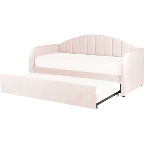 Beliani - EYBURIE - Onderschuifbed - Roze - 90 x 200 cm - Fluweel