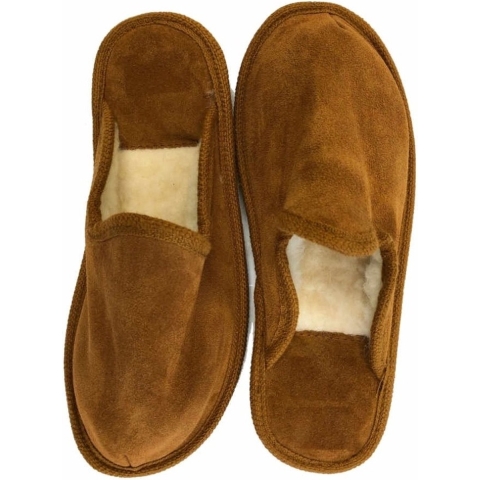 Bernardino - heren slippers - pantoffels - wollen - bruin - Gevoerd 44 -