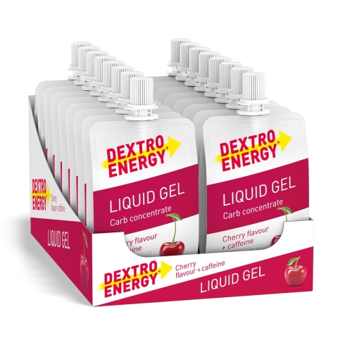 DEXTRO ENERGY Liquid Gel Cherry + Caffeine 18 Stuk/doos, Sportgel,