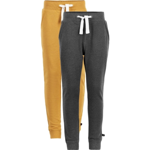 Minymo Joggingbroek - 2-pack - Okergeel/Antraciet Grijs - Minymo - 4 jaar (104) - Broeken - Katoen