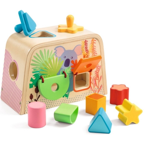Djeco Vormensorteerbox - Hout - Multi Boita - Djeco - OneSize - Vormensorteerbox