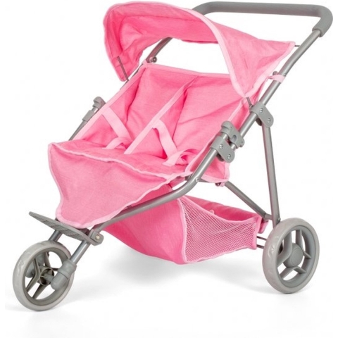 MaMaMeMo Pop Tvillinge Klapvogn - Roze - MaMaMeMo - OneSize - Poppenwagen