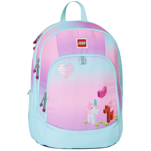 LEGO® Iconic Schittering Schooltas - Blauw/Roze - LEGO® Tasker - OneSize - Schooltas