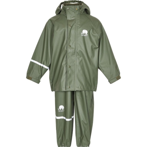 CeLaVi Regenkleding m. Bretellen - PU - Legergroen - CeLaVi - 80 - Regenkleding