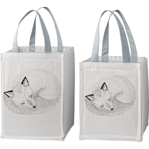 Bloomingville Opbergtassen - 2 stk - 30/40 cm - Wit/Lichtblauw - Bloomingville - OneSize - Speelmat