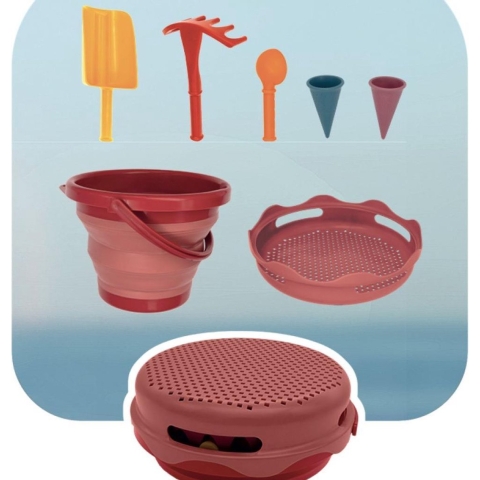 Compact Toys Strandset - 7 Onderdelen - Rood - Compact toys - OneSize - Zandspeelgoed