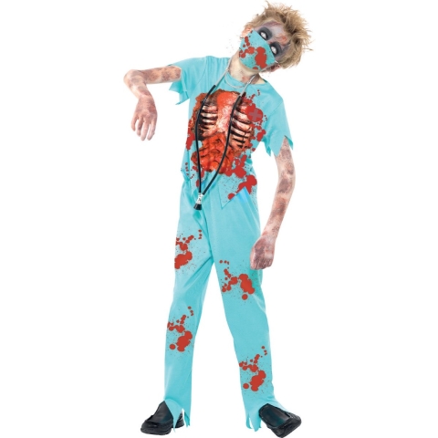 Smiffys Kostuum - Zombie Surgeon - Blauw - Smiffys - 10-12 jaar (140-152) - Kostuum