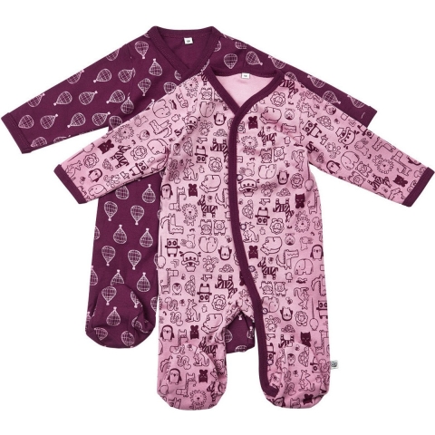 Pippi Boxpakjes - 2-pack - Roze/Paars m. Print - Pippi Baby - 68 - Boxpak