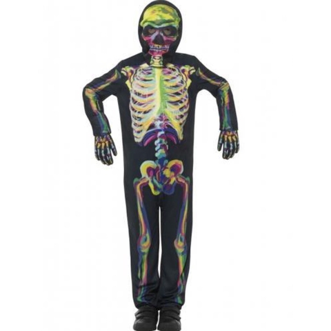 Smiffys Kostuum - Glow In The Dark Skeleton - Multi - Smiffys - 12-14 jaar (152-164) - Kostuum