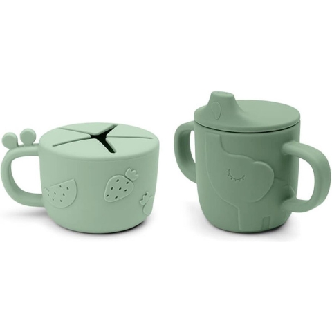 Done by Deer Drink- en snackbeker - 2-pack - Kiekeboe - Groen - Done by Deer - OneSize - Beker