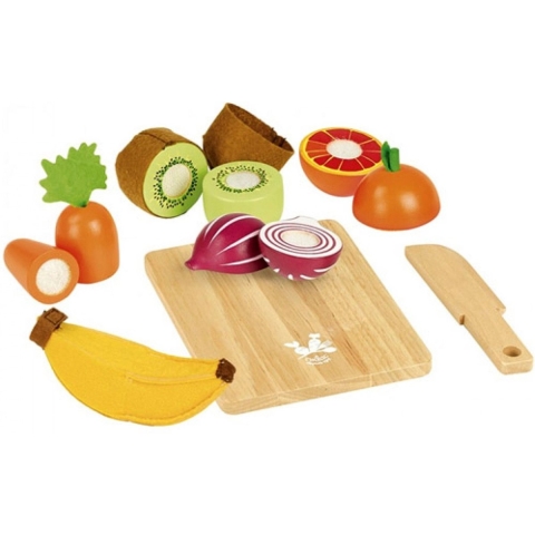 Vilac Speelgoedeten - Fruit & Groenten m. Snijplank - Vilac - OneSize - Speelgoedeten